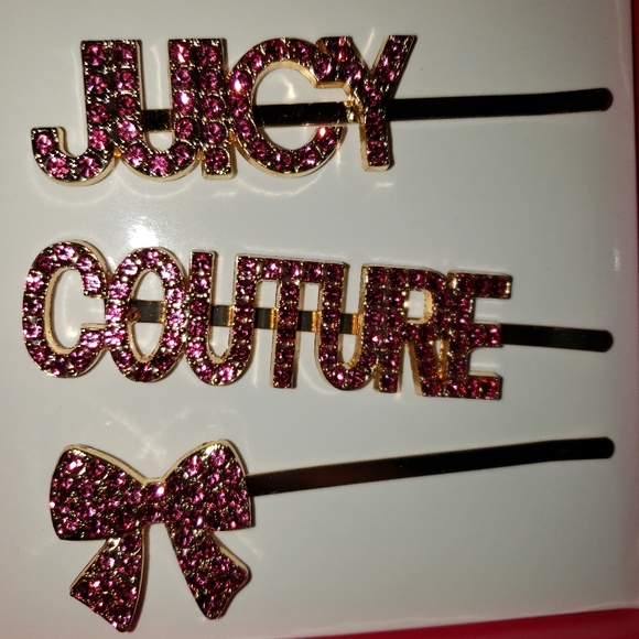 Juicy Couture rhinestone hair clips set of